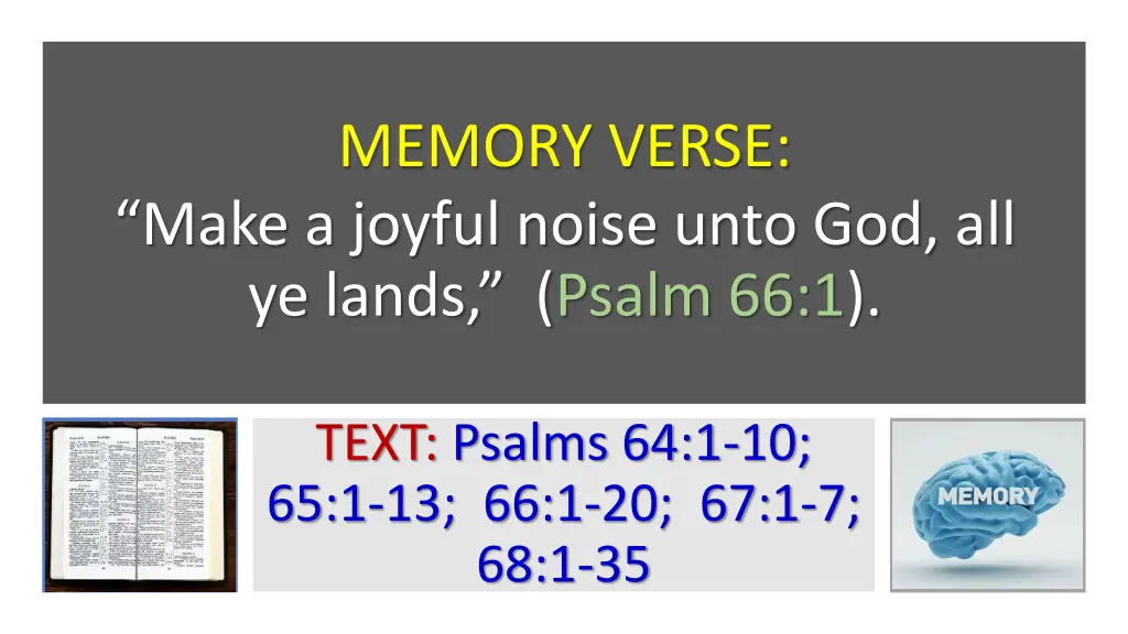 memory verse make a joyful noise unto