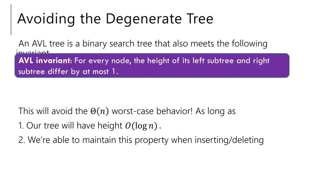 avoiding the degenerate tree