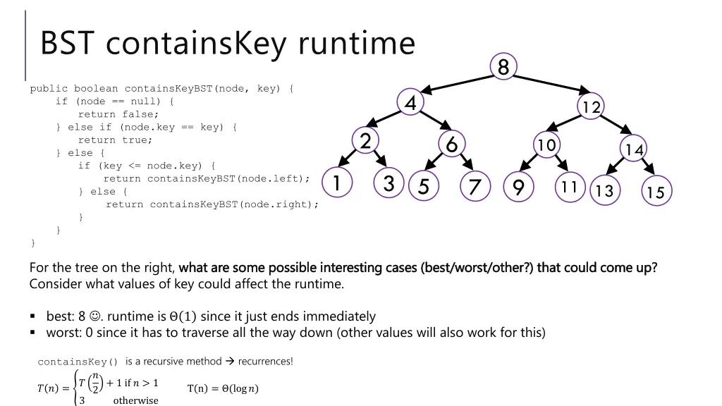 bst containskey runtime