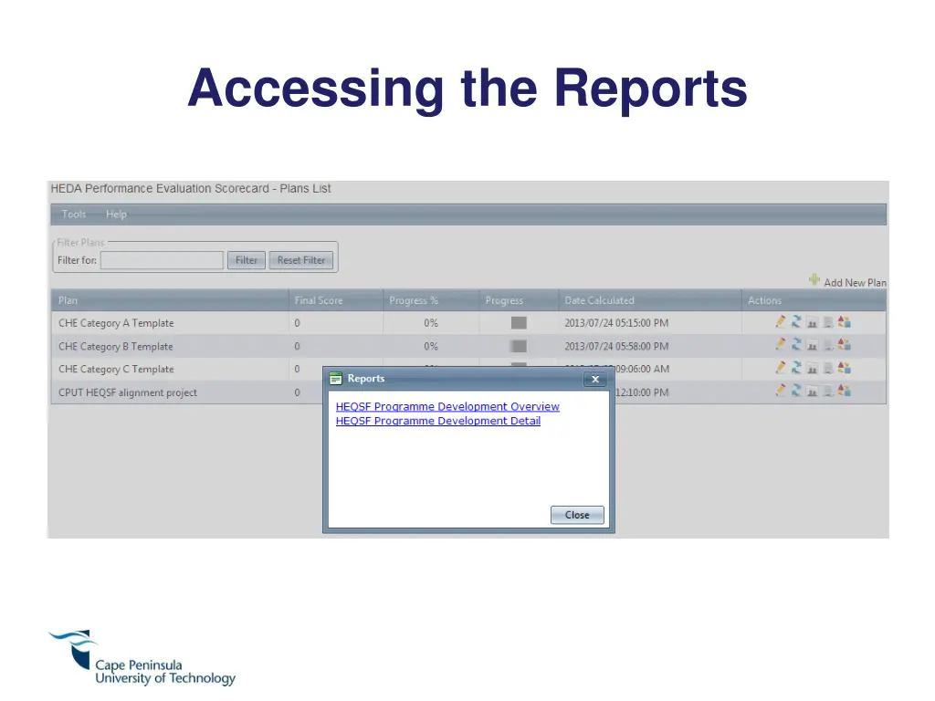 accessing the reports