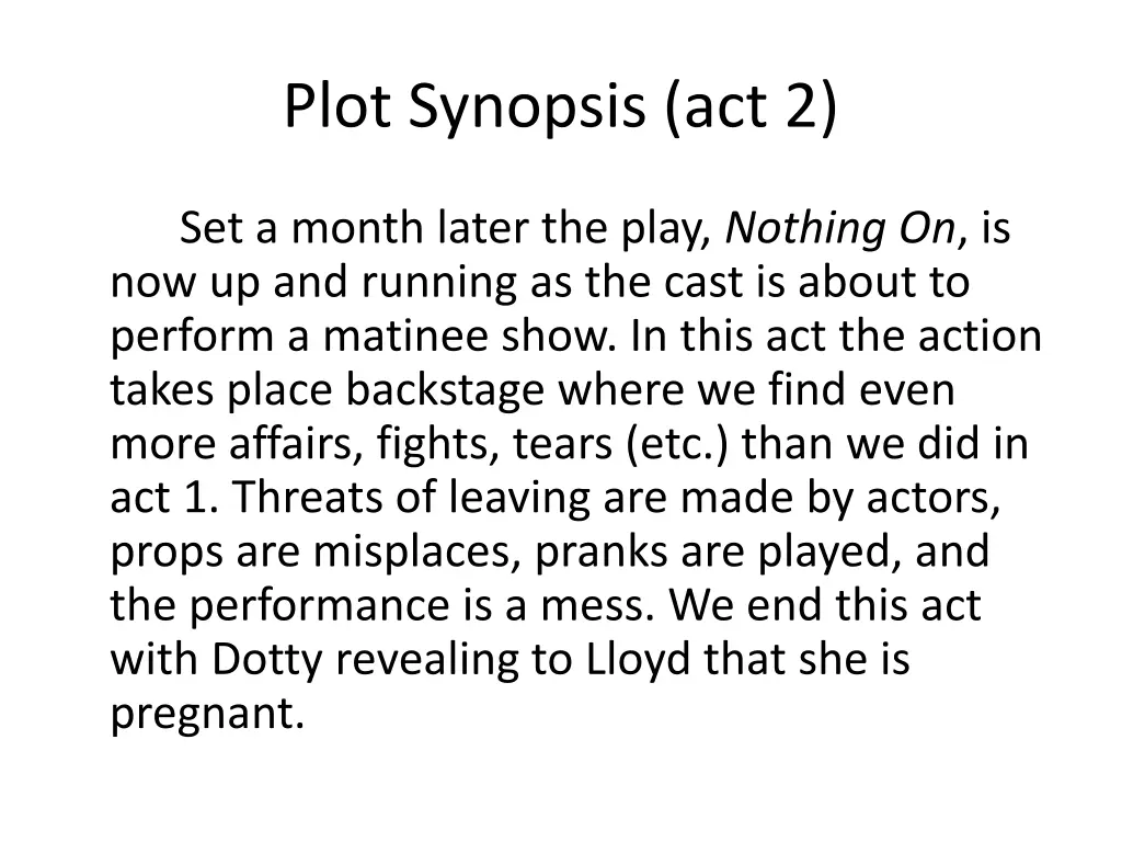 plot synopsis act 2