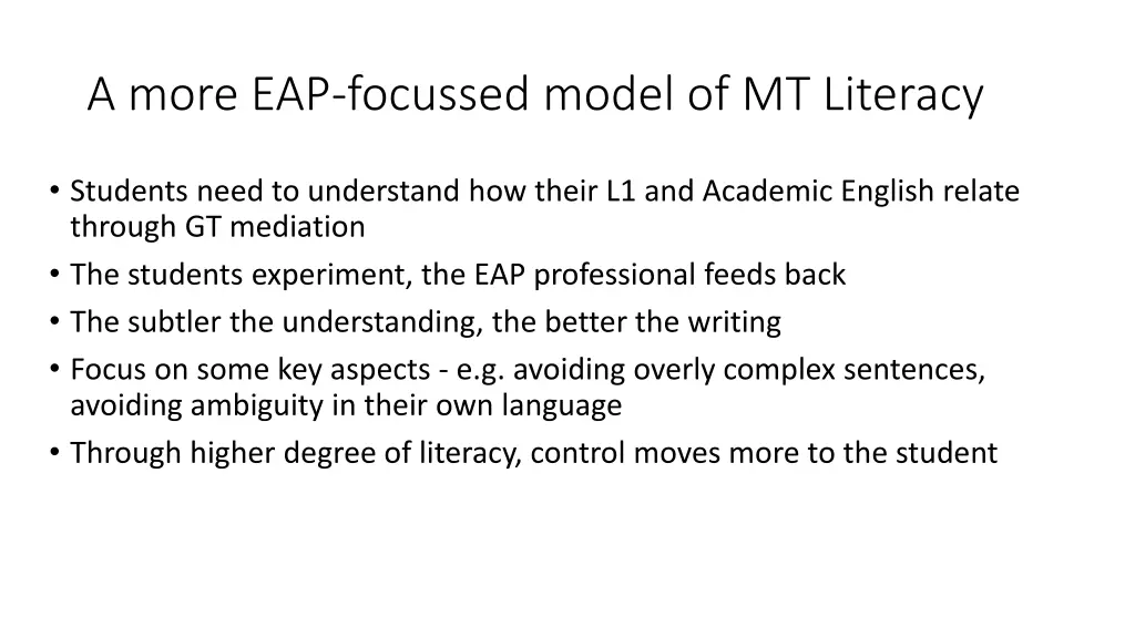 a more eap focussed model of mt literacy