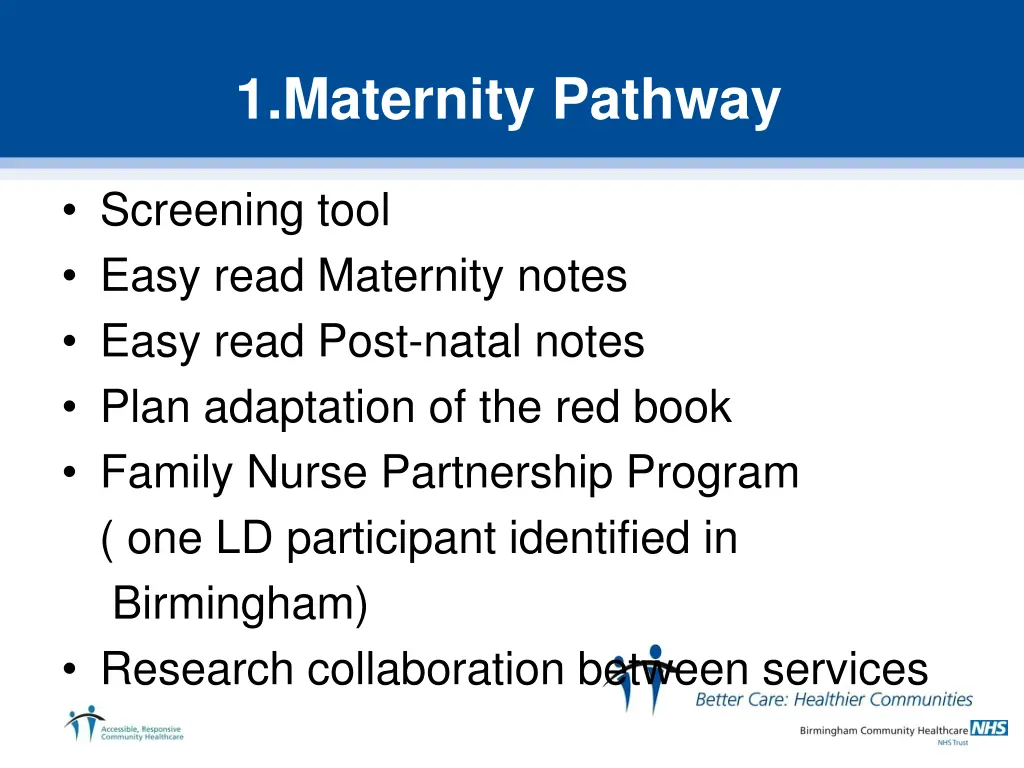 1 maternity pathway