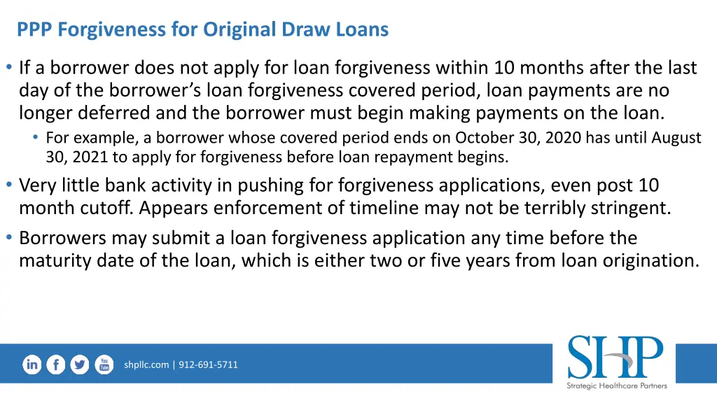 ppp forgiveness for original draw loans