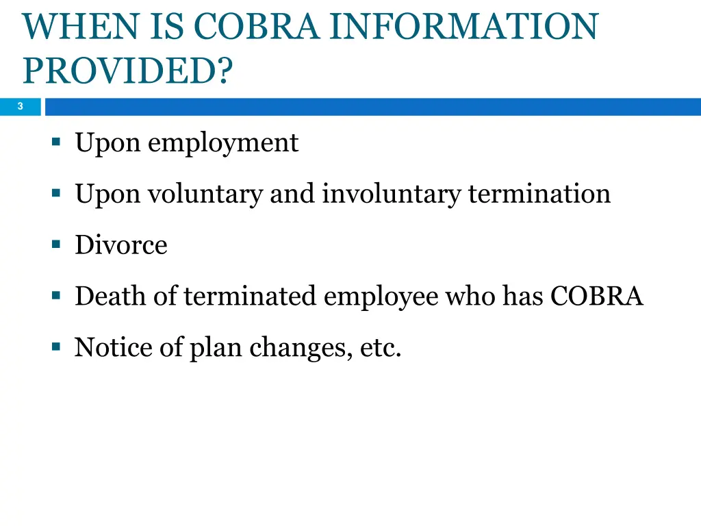 when is cobra information provided