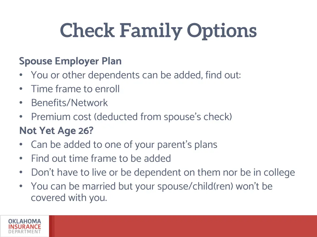 check family options