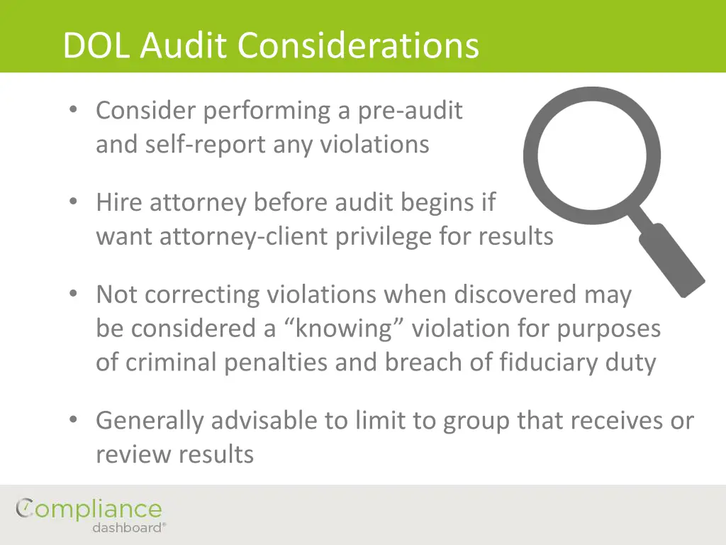 dol audit considerations dol audit considerations