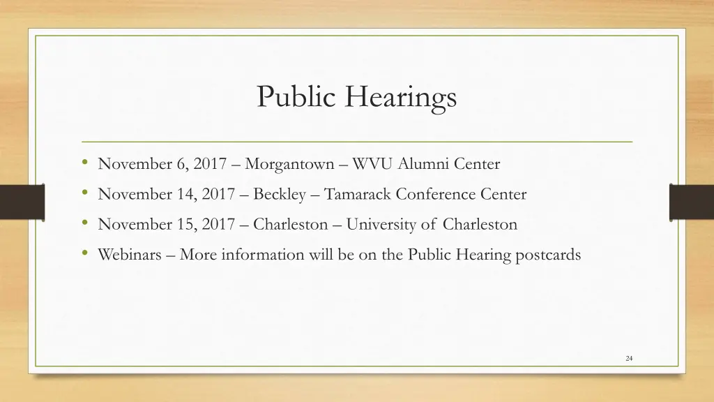 public hearings