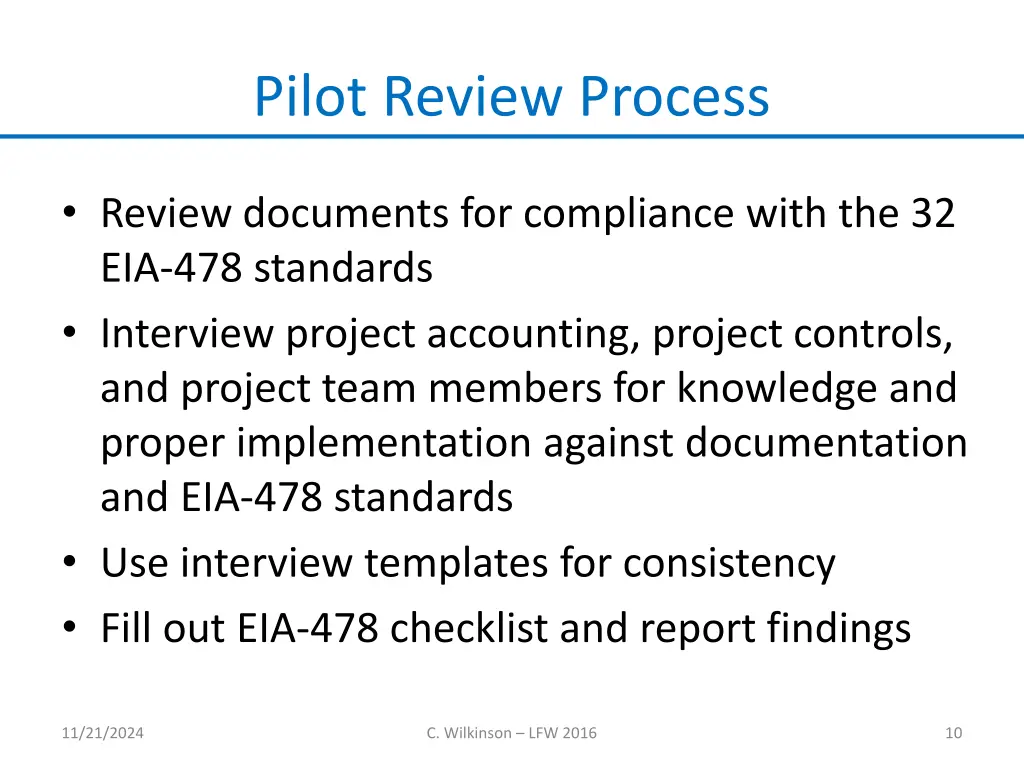 pilot review process