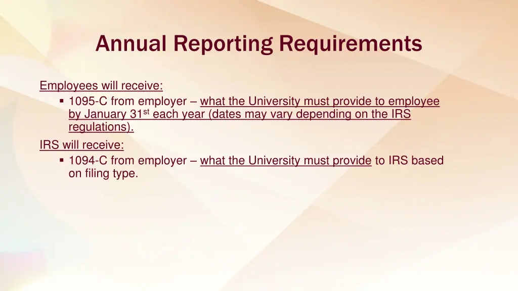 annual reporting requirements