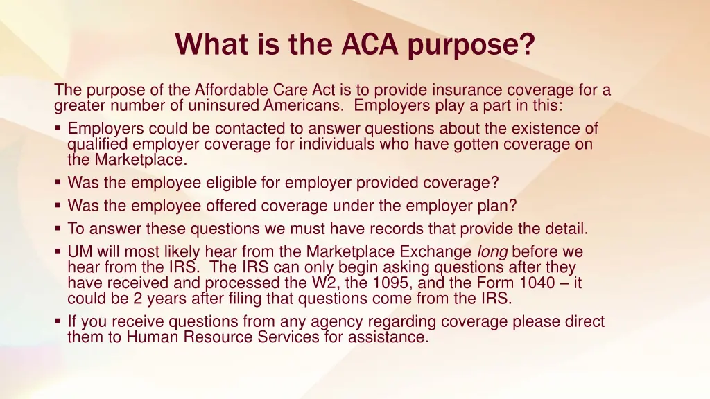 what is the aca purpose