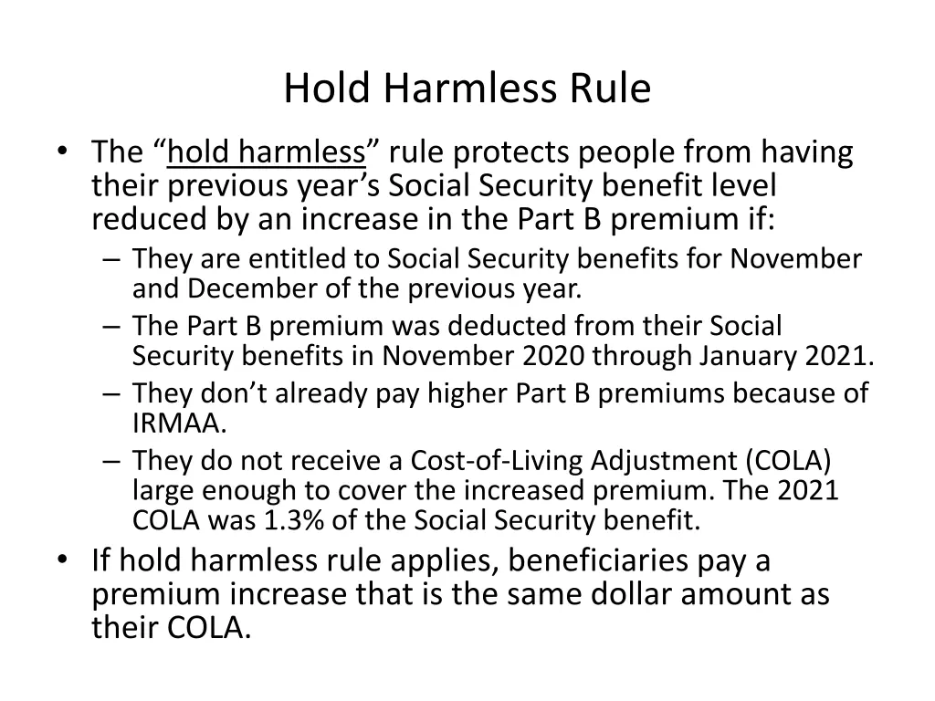 hold harmless rule