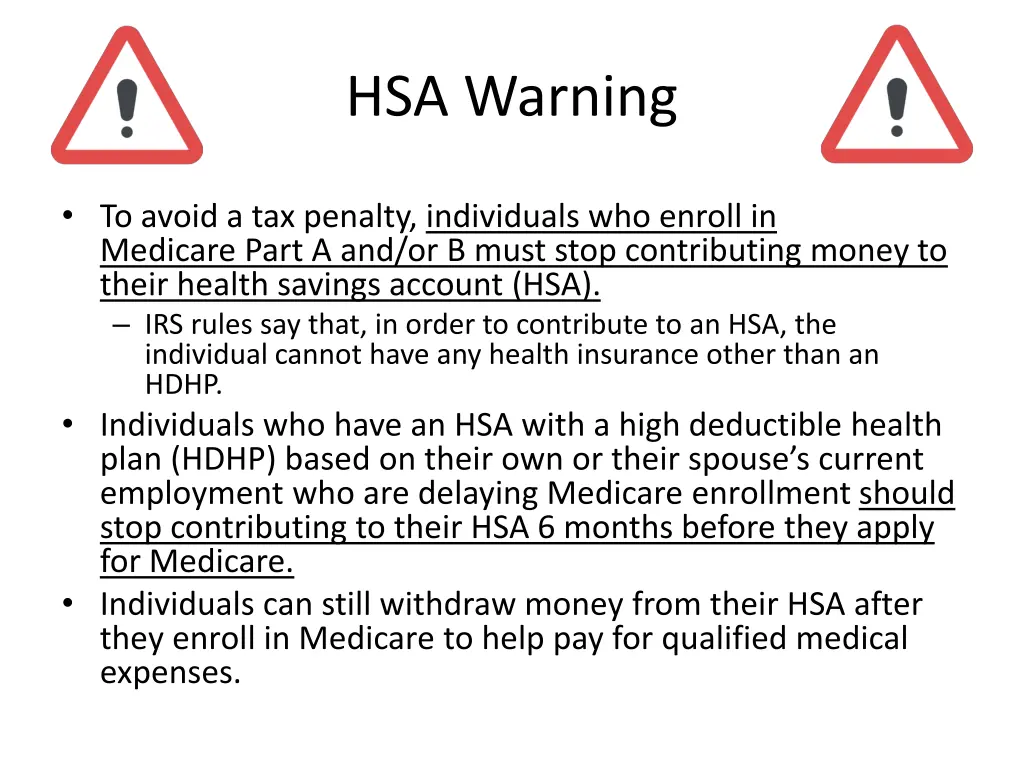 hsa warning