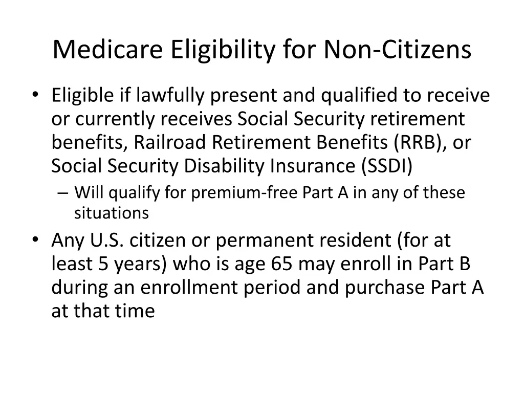 medicare eligibility for non citizens