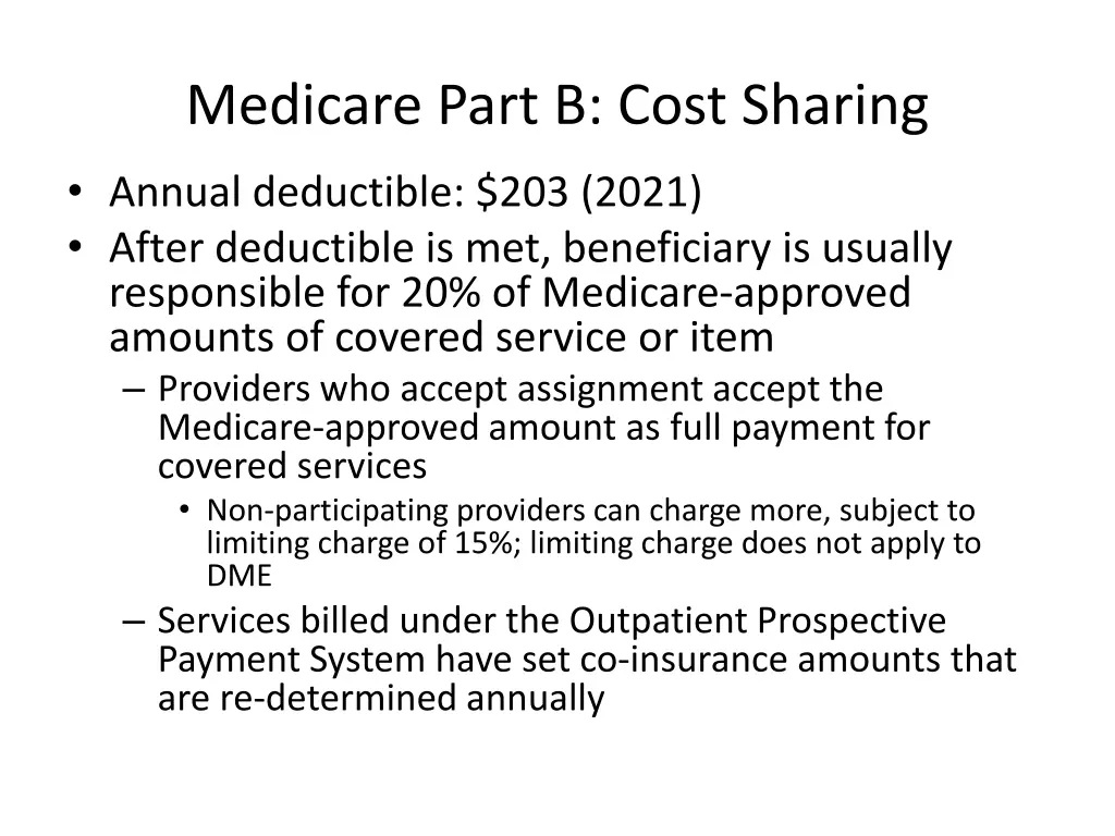 medicare part b cost sharing