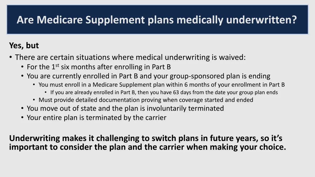 are medicare supplement plans medically