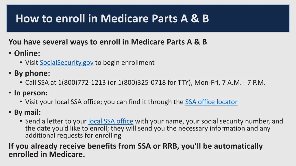 how to enroll in medicare parts a b