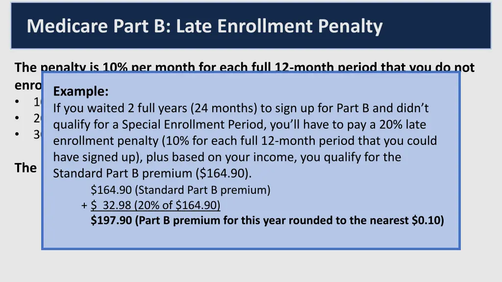 medicare part b late enrollment penalty