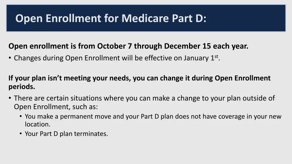 open enrollment for medicare part d