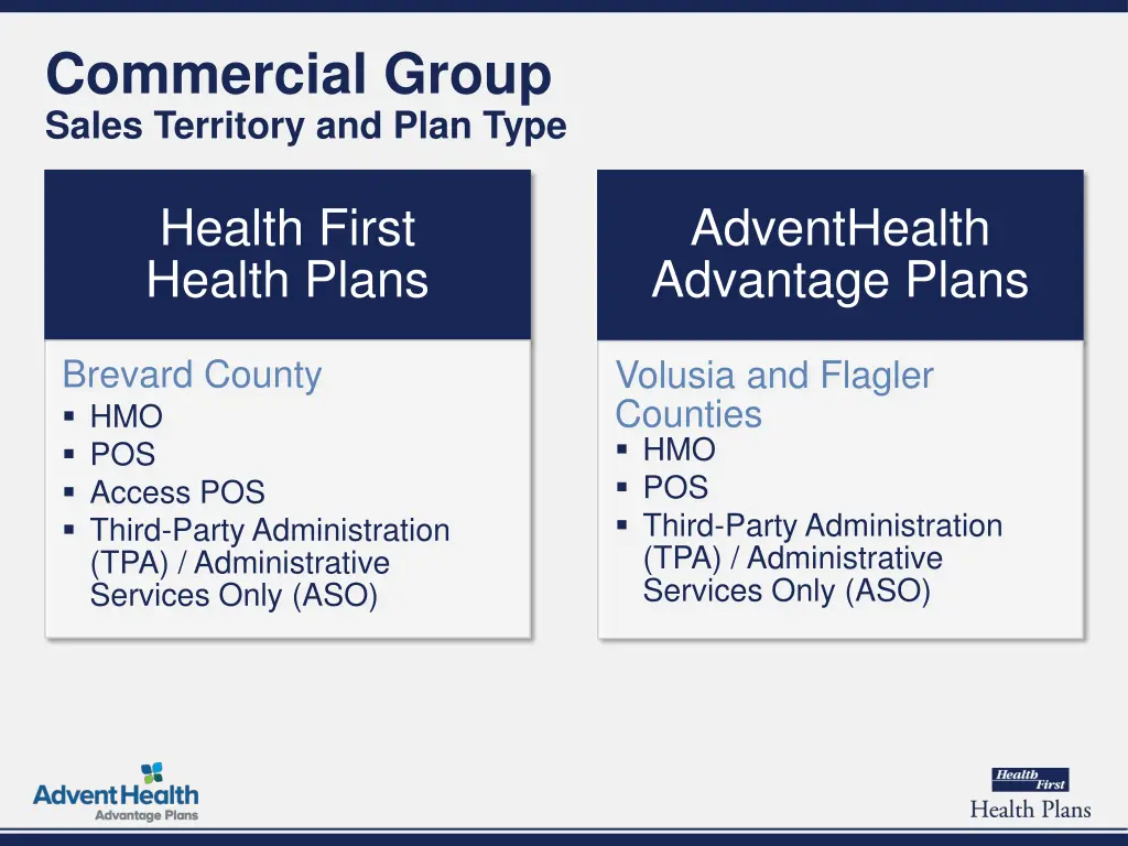 commercial group sales territory and plan type