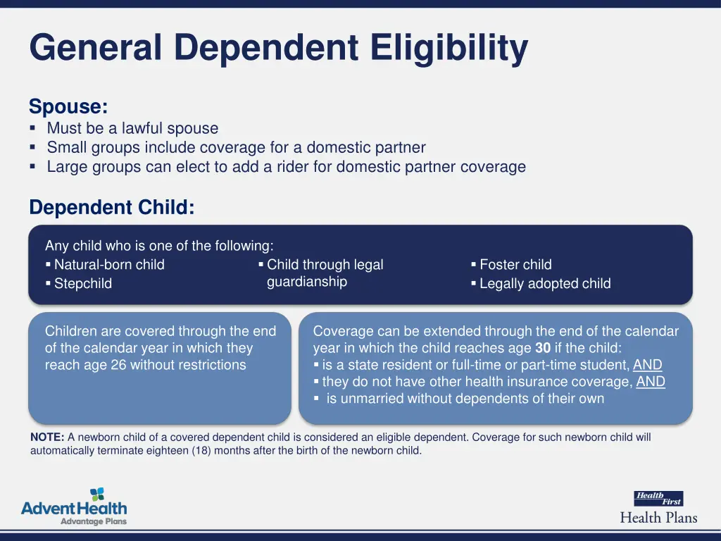 general dependent eligibility