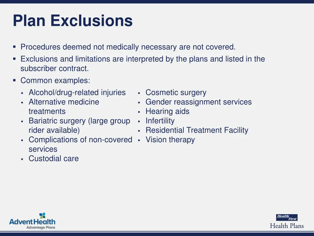 plan exclusions