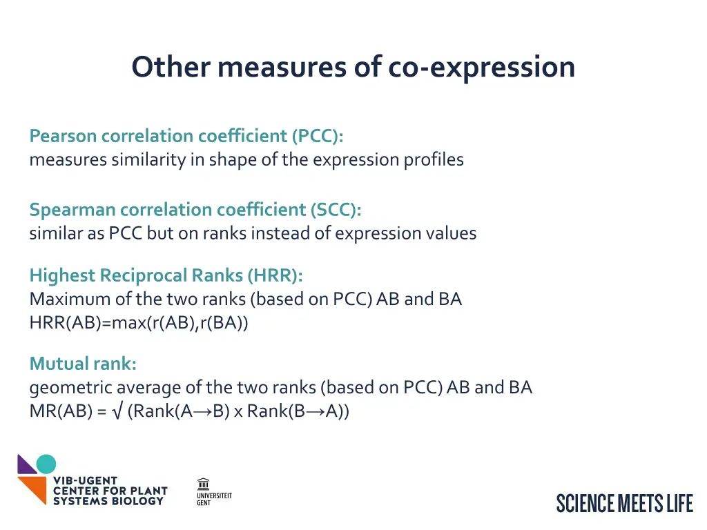 other measures of co expression