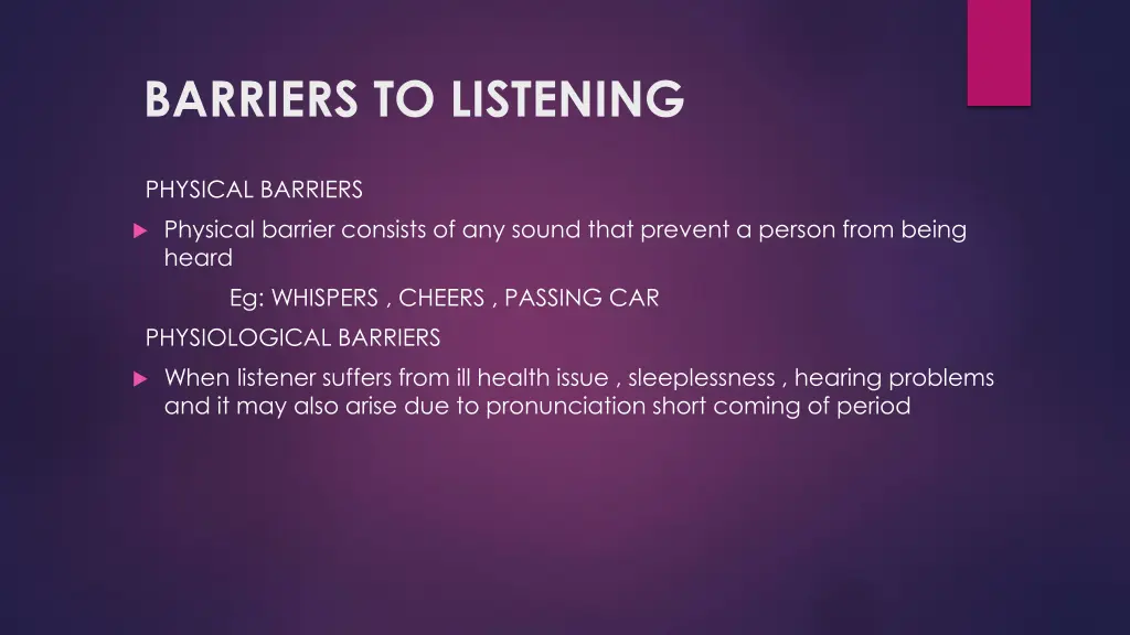 barriers to listening