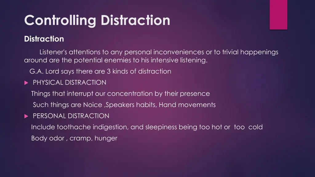 controlling distraction