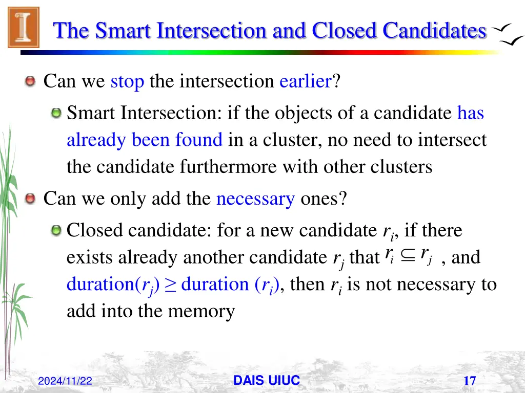 the smart intersection and closed candidates