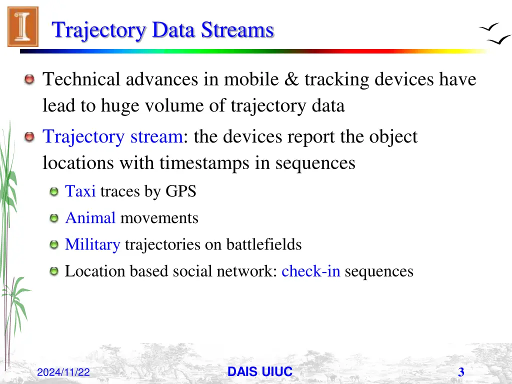 trajectory data streams