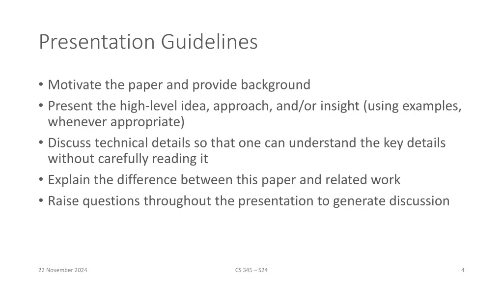 presentation guidelines