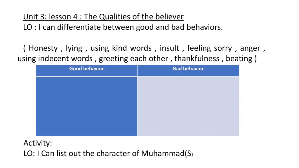 unit 3 lesson 4 the qualities of the believer 1