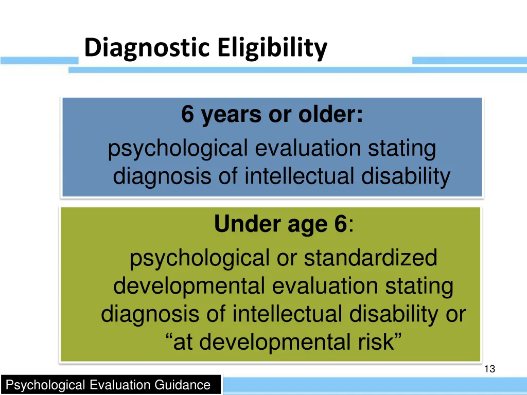 diagnostic eligibility