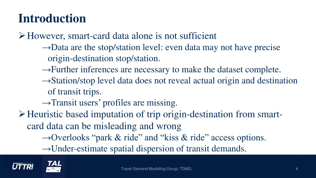 introduction however smart card data alone