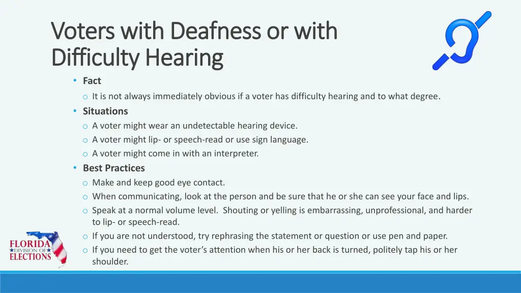 voters with deafness or with voters with deafness