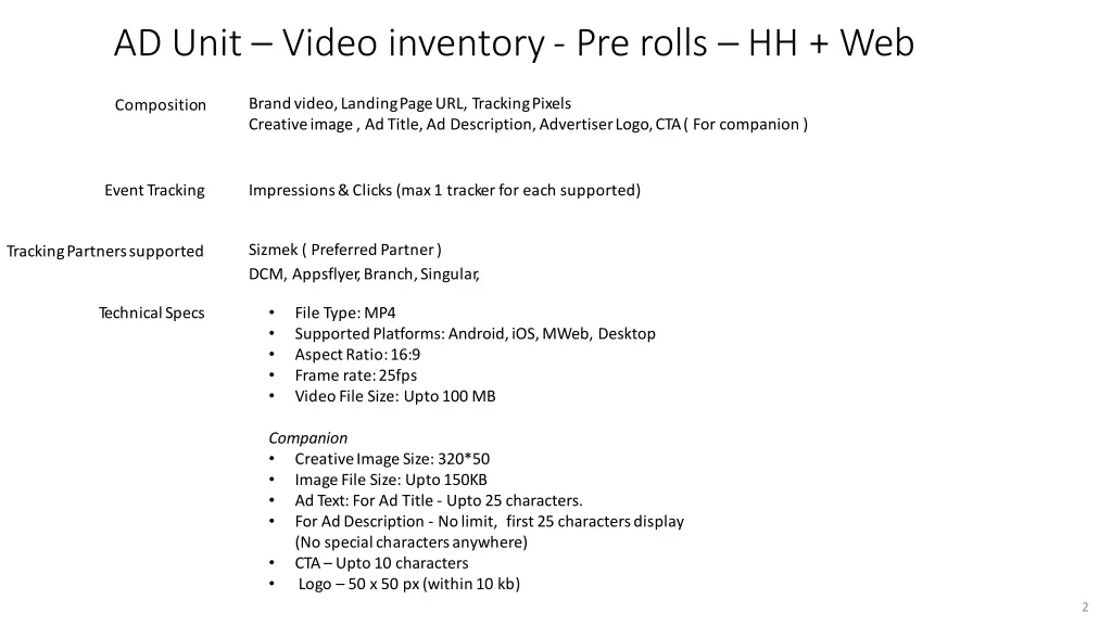 ad unit video inventory pre rolls hh web