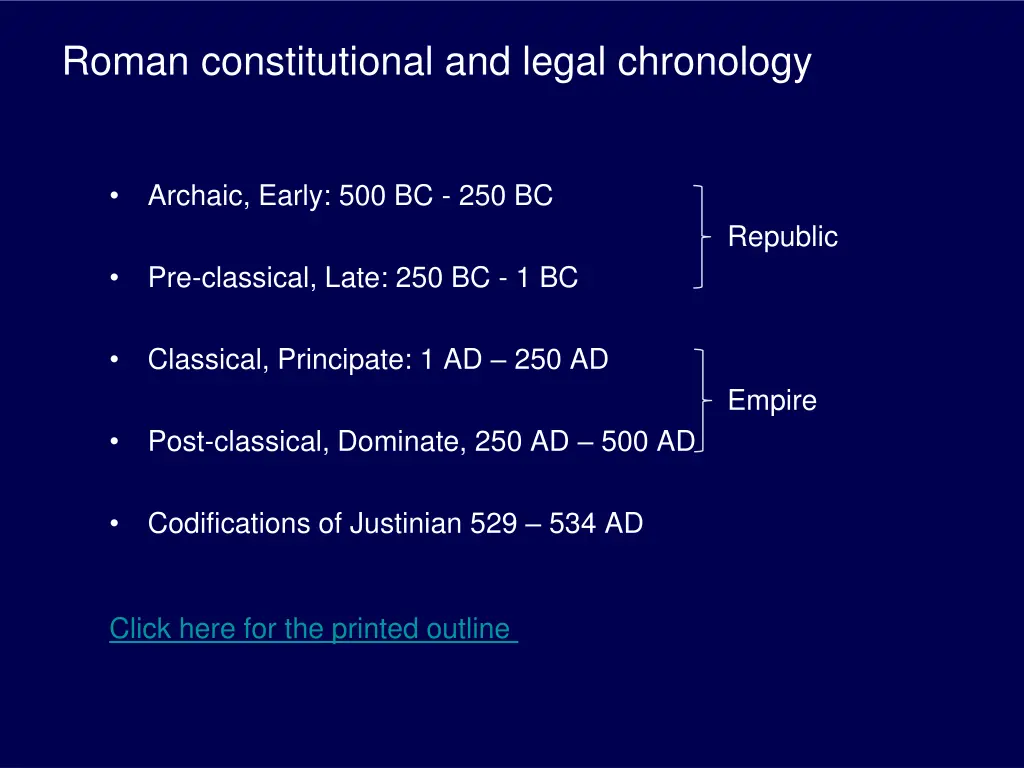 roman constitutional and legal chronology