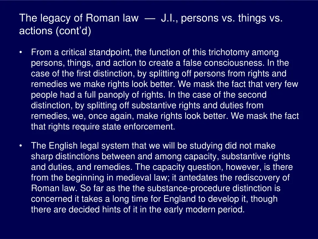 the legacy of roman law j i persons vs things 1