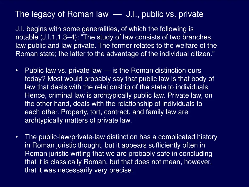 the legacy of roman law j i public vs private