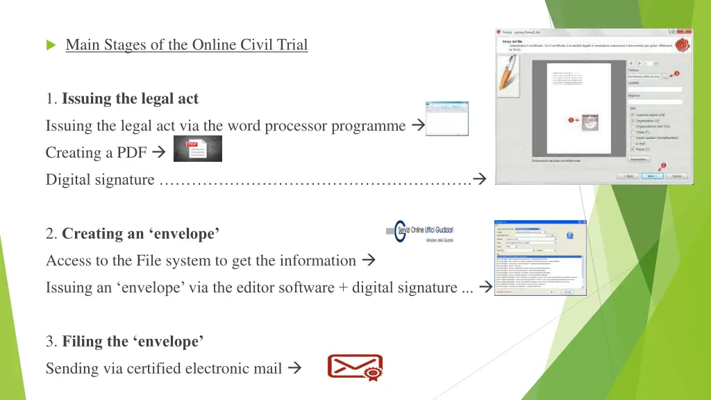 main stages of the online civil trial