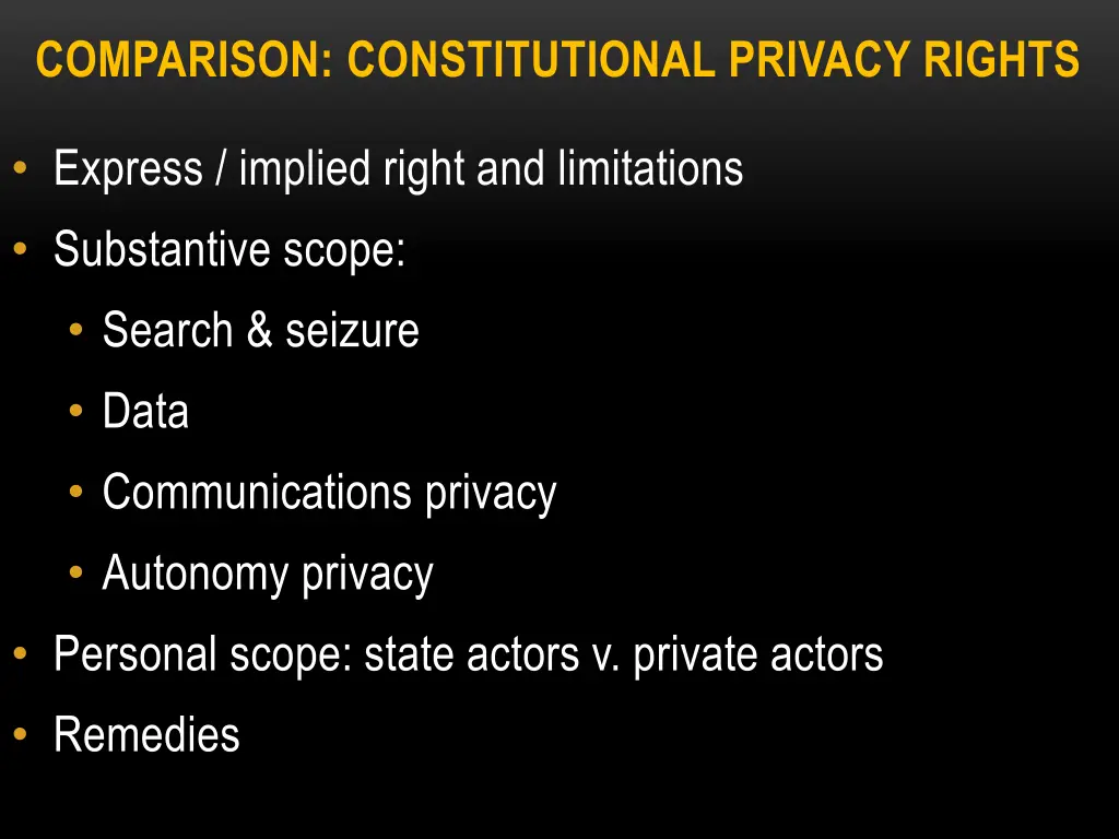 comparison constitutional privacy rights