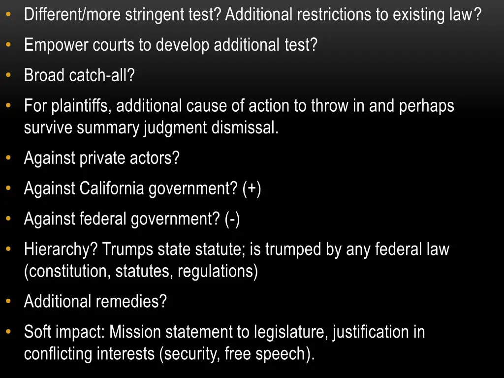 different more stringent test additional