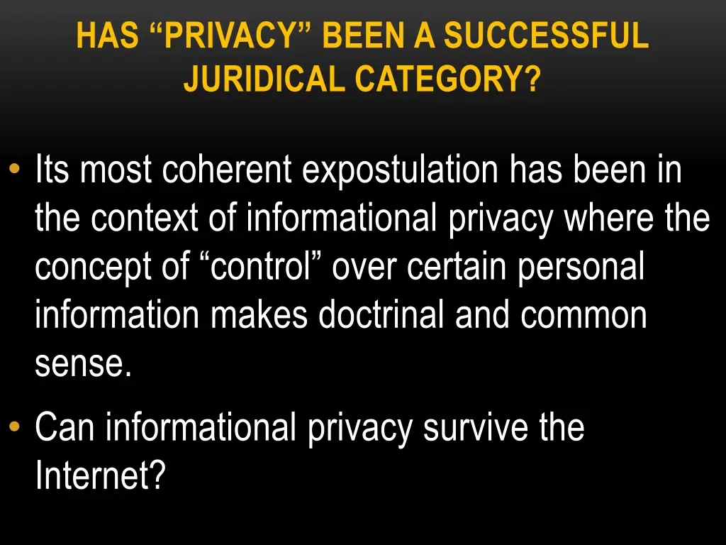 has privacy been a successful juridical category 1