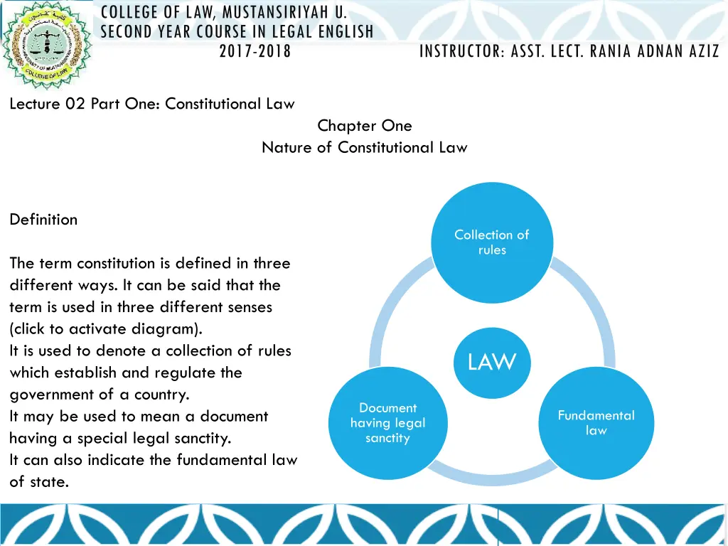 college of law mustansiriyah u second year course 1