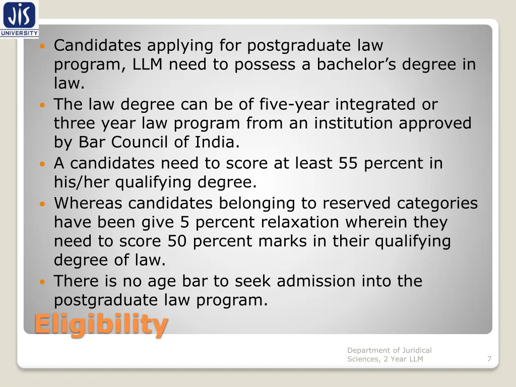 candidates applying for postgraduate law program