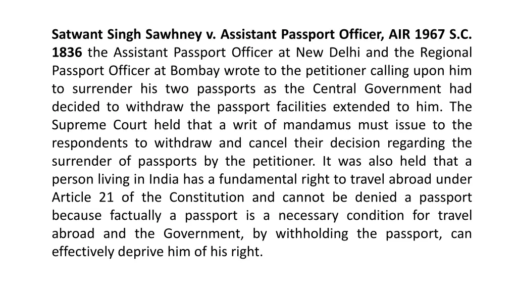 satwant singh sawhney v assistant passport