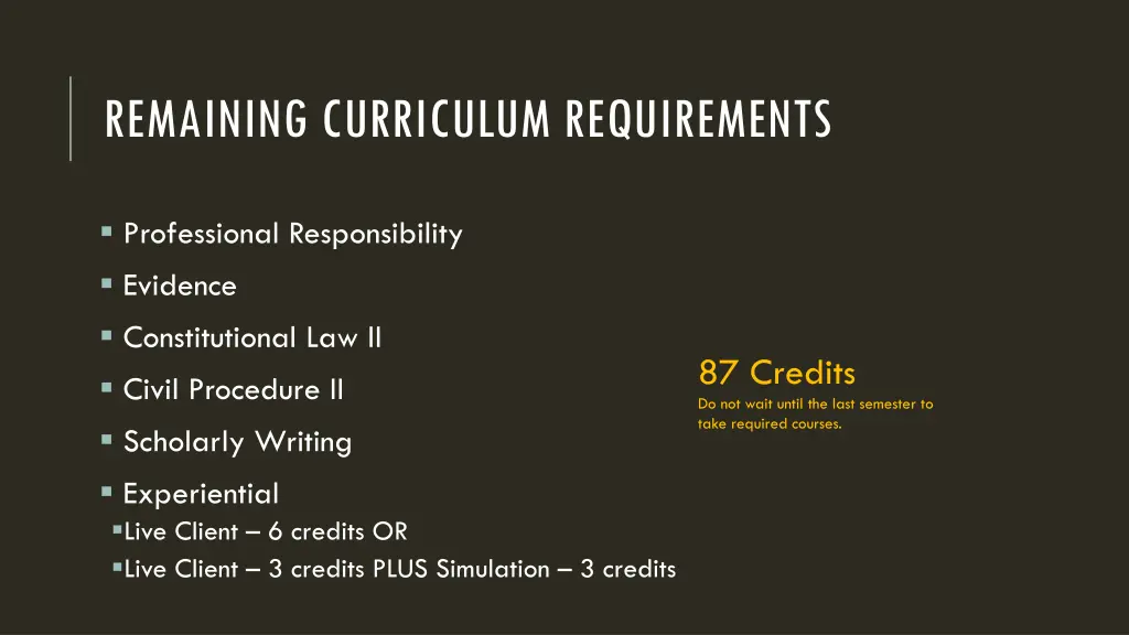 remaining curriculum requirements