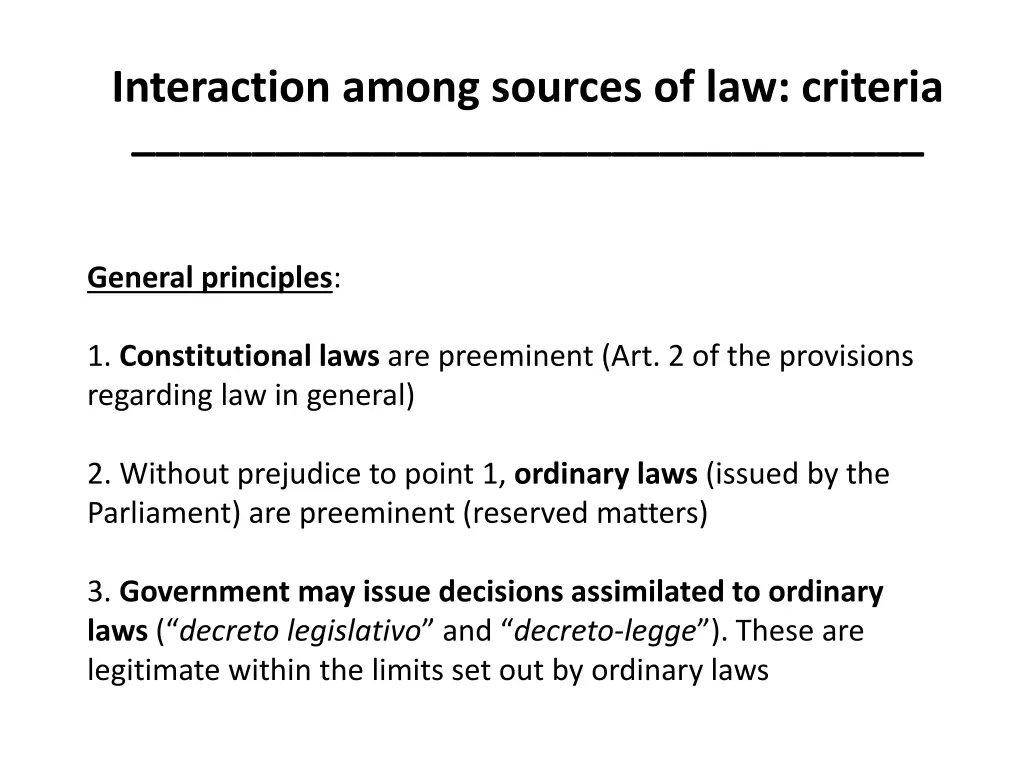 interaction among sources of law criteria 1