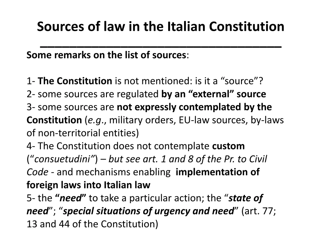 sources of law in the italian constitution 2